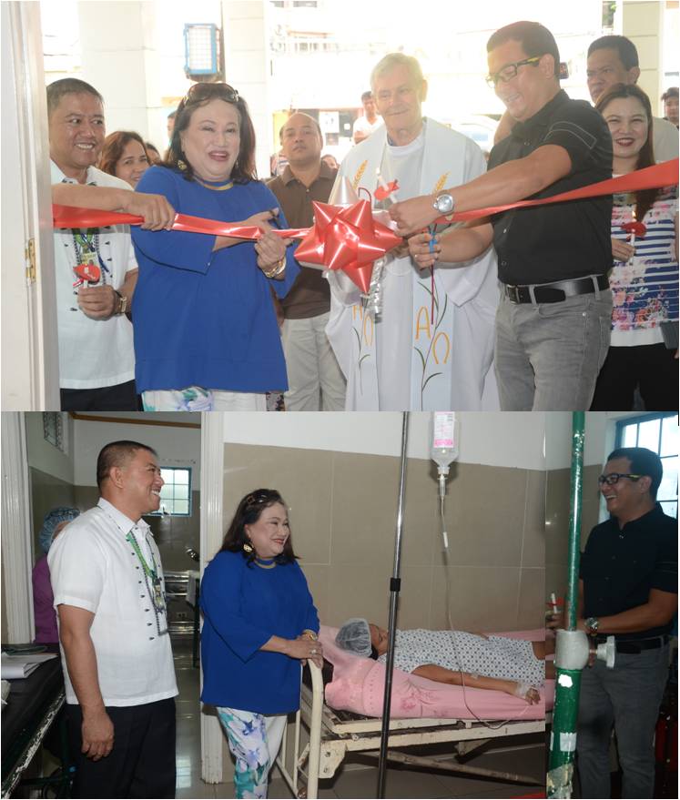 Former Mayor and city first lady Imelda T. Aguilar (2nd from left) formally opens the Ward 3 of Las Piñas Lying-In Center in addition to the two (2) maternity wards bringing a total of 15 beds that cater to expectant mothers and their babies. The event is part of the 15th anniversary celebration of the city lying-in facility that offers totally free maternal and child delivery services to city residents that include first dose of BCG and Hepa-B vaccines to new-born babies and the required new-born screening for a minimal fee. Mrs. Aguilar was assisted by City Health Officer Dr. Ferdinand Eusebio (left) and Dr. Julio Javier, Lying-in Center administrator with Rev. Fr. Gianni Sambalo officiating the blessing.